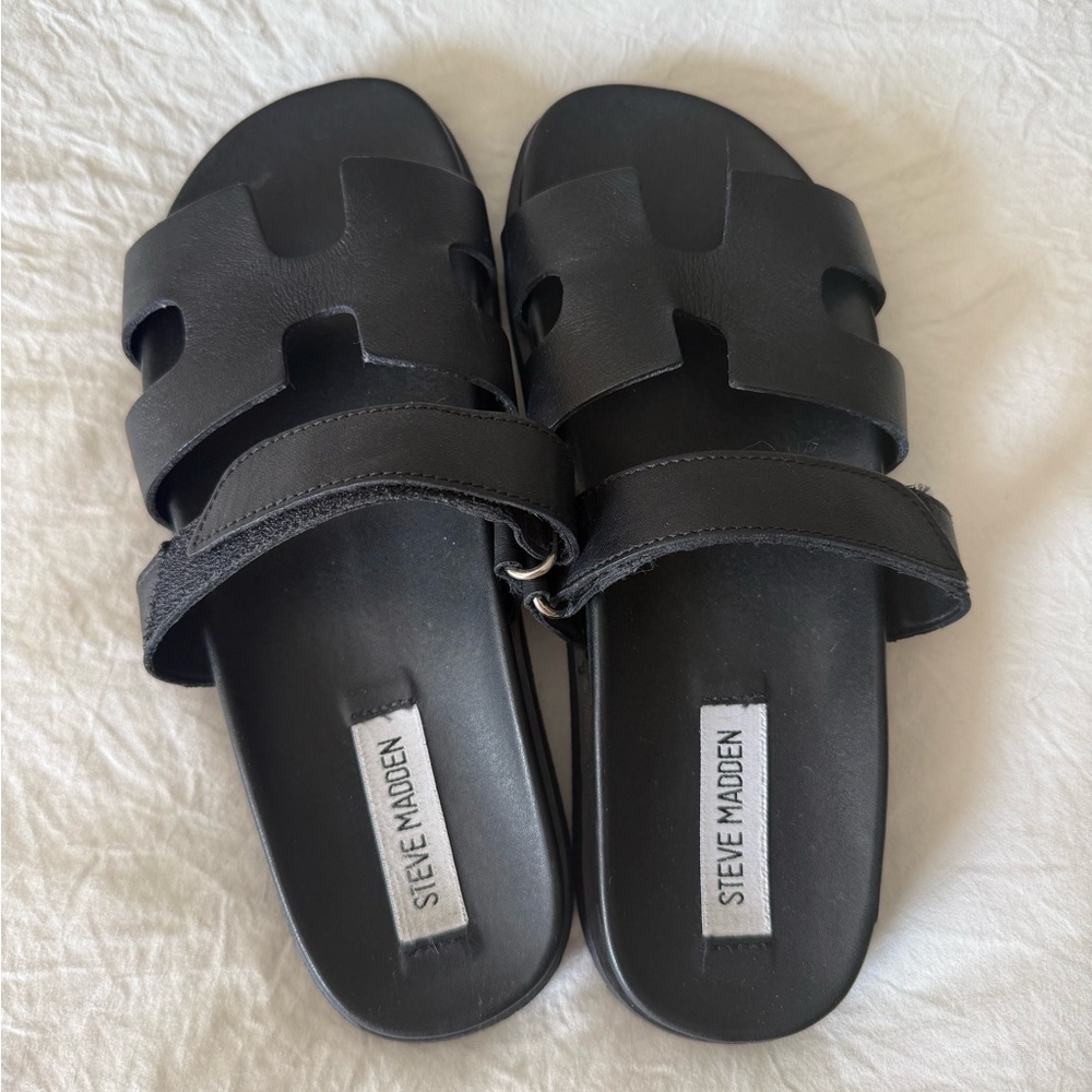 Steve Madden Black Mayven Slide Sandal